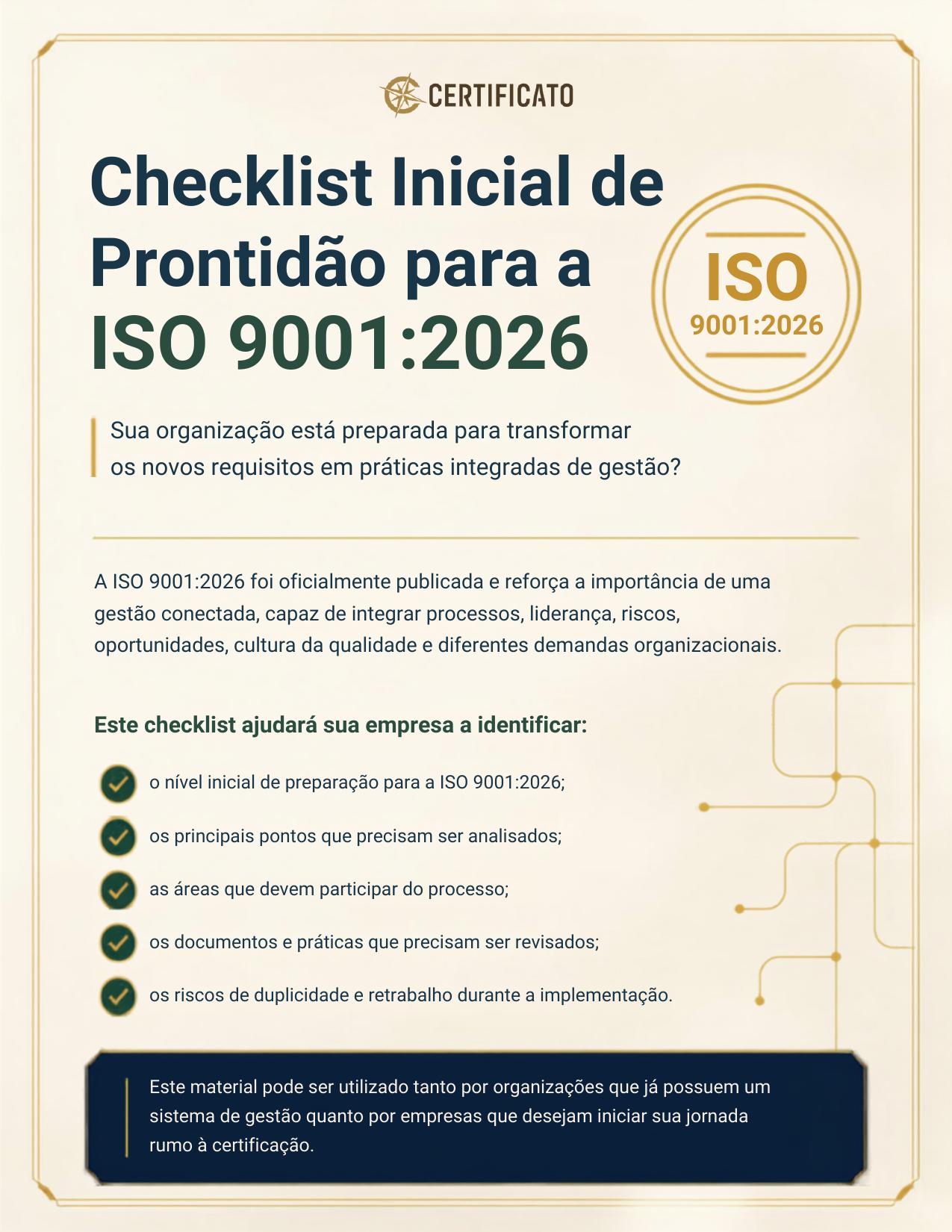 Capa do Checklist Inicial de Prontidão para a ISO 9001:2026